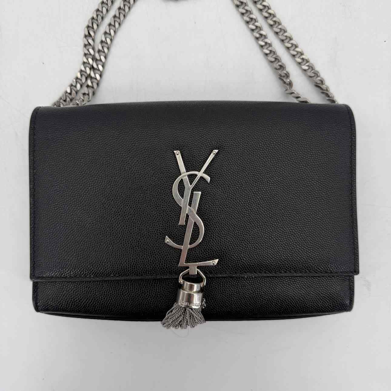SAINT LAURENT Borsa a tracolla YSL "KATE TASSEL" usata nera (12185 78)