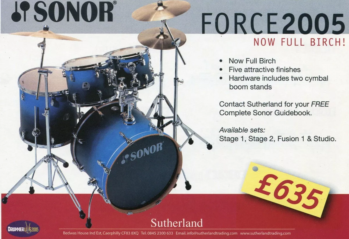 2005 small Print Ad of Sonor Force 2005 Full Birch Drum Kit