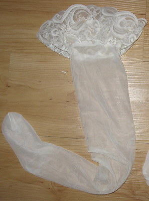 NEW SHEER WHITE LACE TOP THIGH HI SANDAL FOOT STOCKINGS EBay new-sheer-white-lace-top-thigh-hi-sandal-foot-stockings-ebay