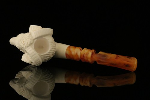 srv - Ram Block Meerschaum Pipe with custom case M2628 - Picture 4 of 10