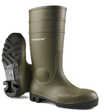 Image of Dunlop Protomastor Safety Wellington Work Toecap Boots Green