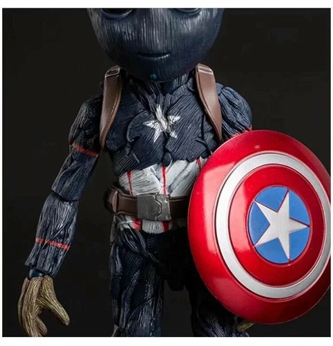 Figura de acción Guardianes de la Galaxia Groot Cosplay Capitán América en caja 10 pulgadas - Imagen 6 de 14