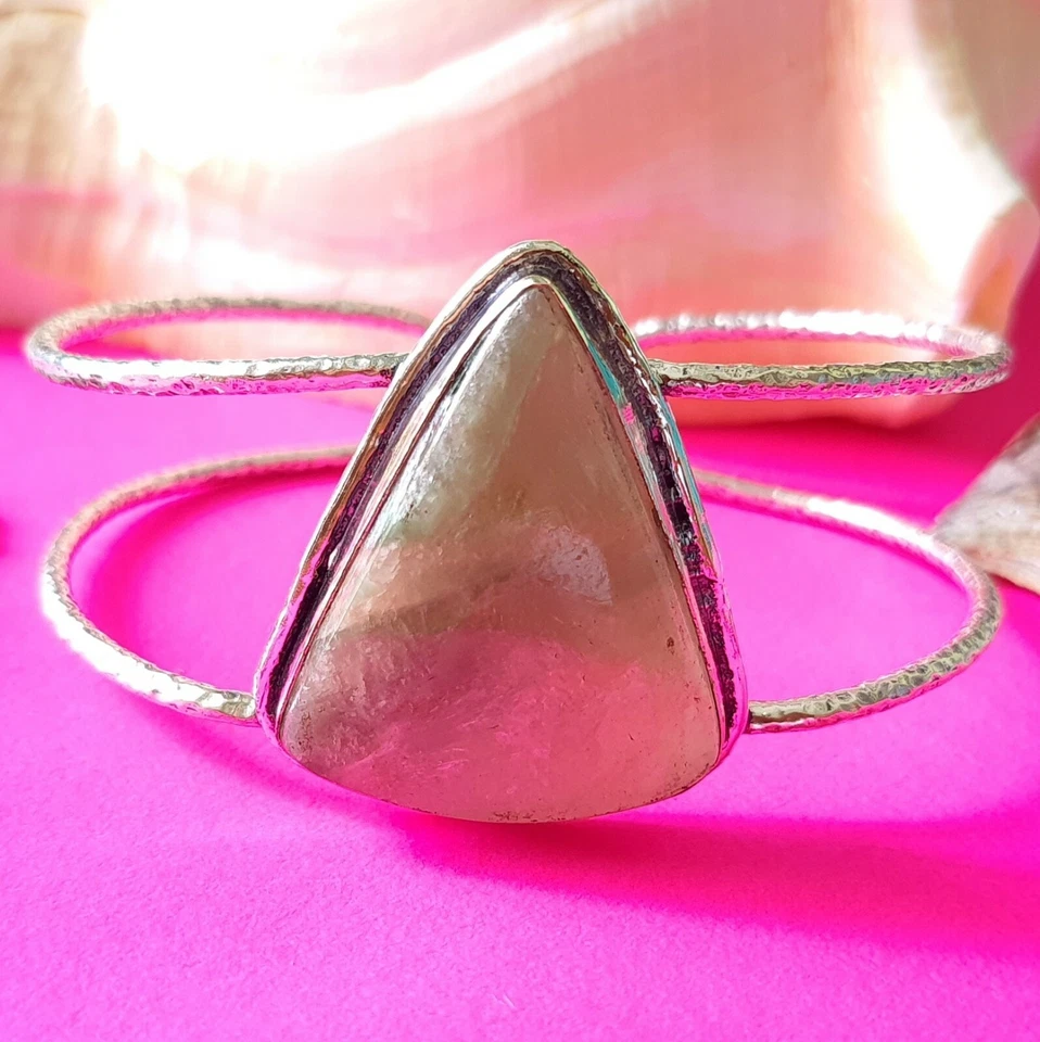 Pretty Seraphinite Gemstone 925 Sterling Silver Plated Handmade Bracelet  - Image 3 of 4