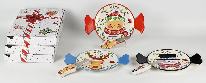 Temp-tations Winter Whimsy set of 3 candy platters/spreaders/gift boxes NIB NR