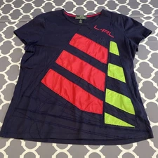 LRL Lauren Active Top Women’s XL Short Sleeve Pink & Blue 