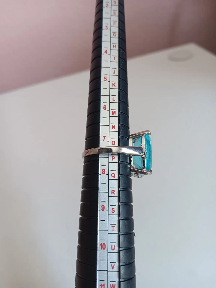 Anillo de cóctel de plata de ley 925 con topacio azul talla 7,5 Foto 4 de 4