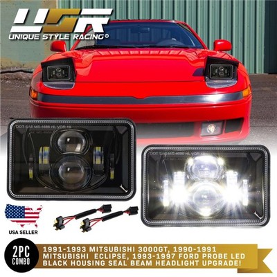 LED Projector Headlight + Harness Upgrade Fit For H4666 4x6 Halogen Sealed Beam