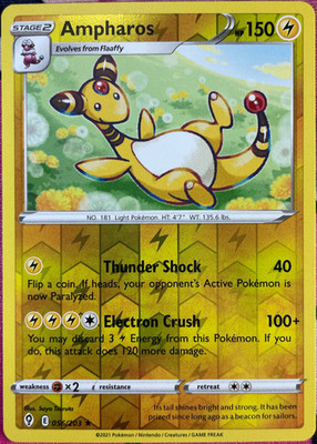 Ampharos Reverse Holo Rare - 056/203 - Evolving Skies Pokemon 2021