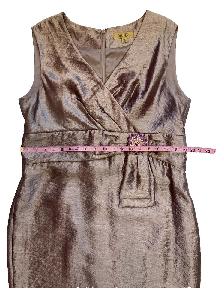 Vestido Vaina Adelgazante Kasper Talla 16 Púrpura Fiesta Boda Sin Mangas Cuello en V Foto 3 de 4