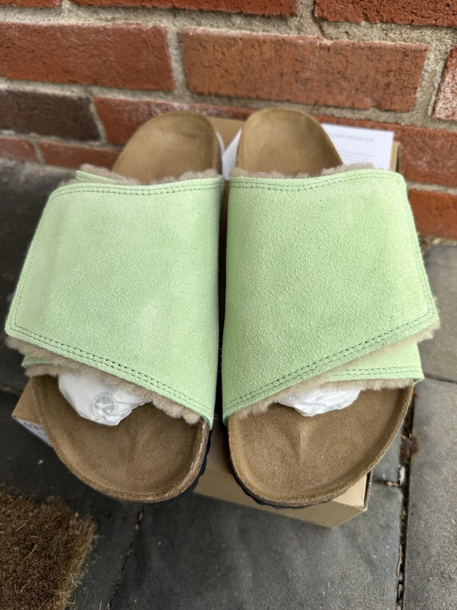 Stussy x Birkenstock Solana Shearling Slide Washed Green Stussy x Birkenstock Solana Shearling Slide Washed Green