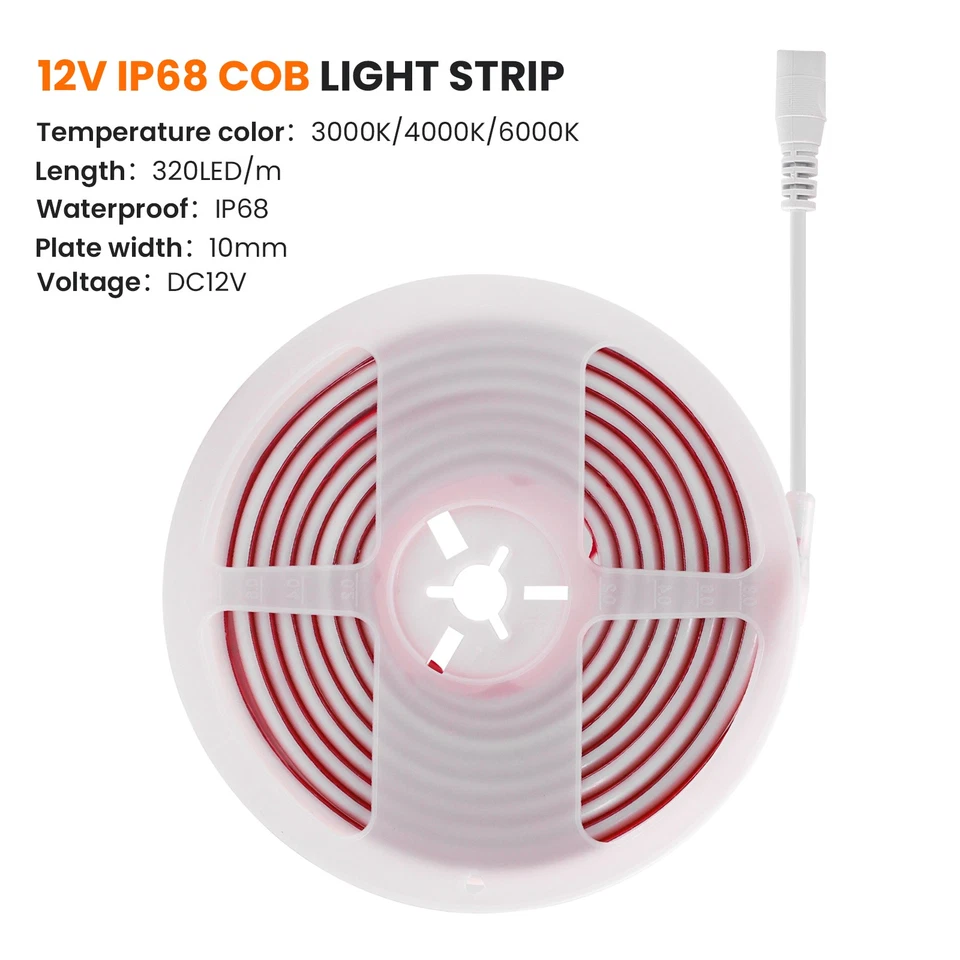12V 24V COB LED Streifen Stripe Wasserdicht IP68 Leiste Band Lichtband 20m Außen - Bild 2 von 4