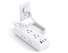 Flat Plug Extension Cord, 5 Ft Ultra Thin Flat Power Strip - 6 Outlets 3 USB Por