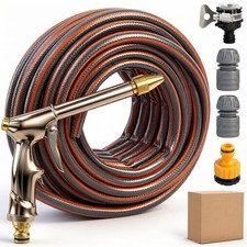 Garden Hose Pipe Reel Tough Reinforced Outdoor Hosepipe 20 30 40M +Spray Gun Set
