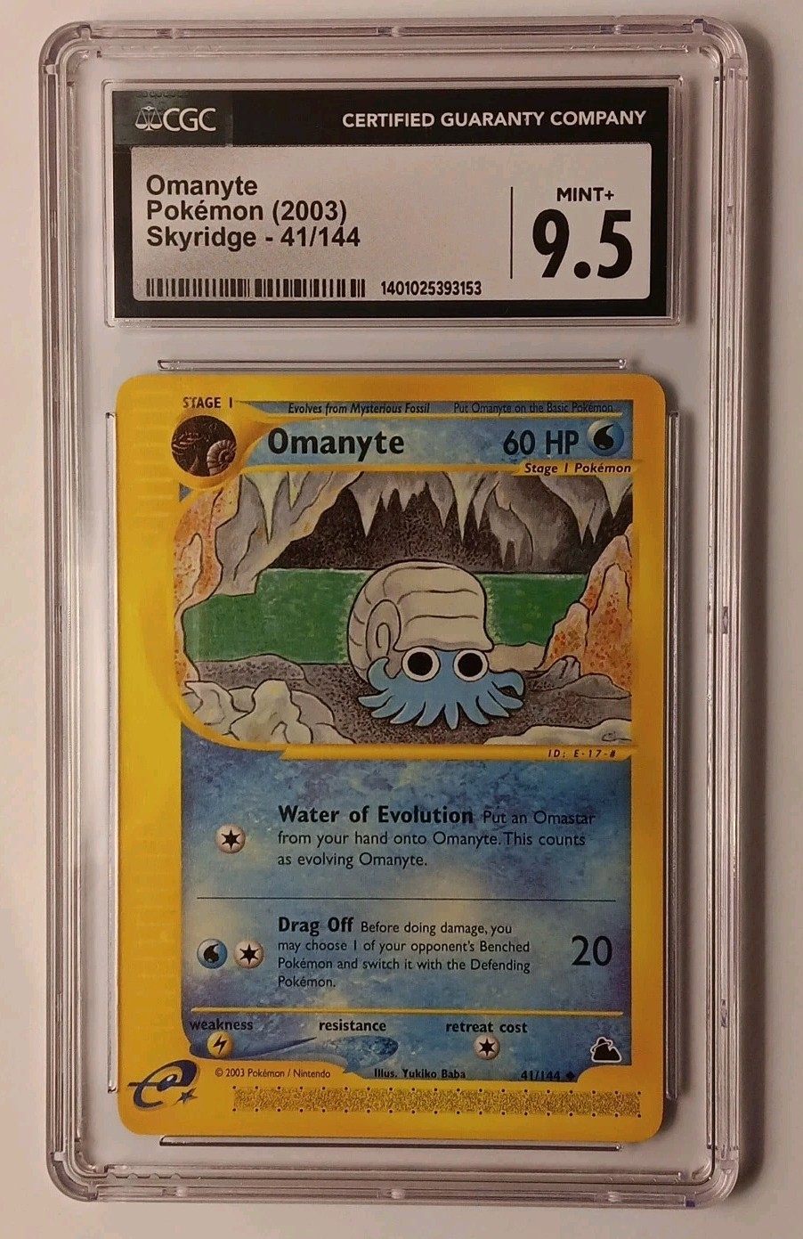 CGC 9.5 Omanyte 41/144 SKYRIDGE  Vintage Pokémon TCG