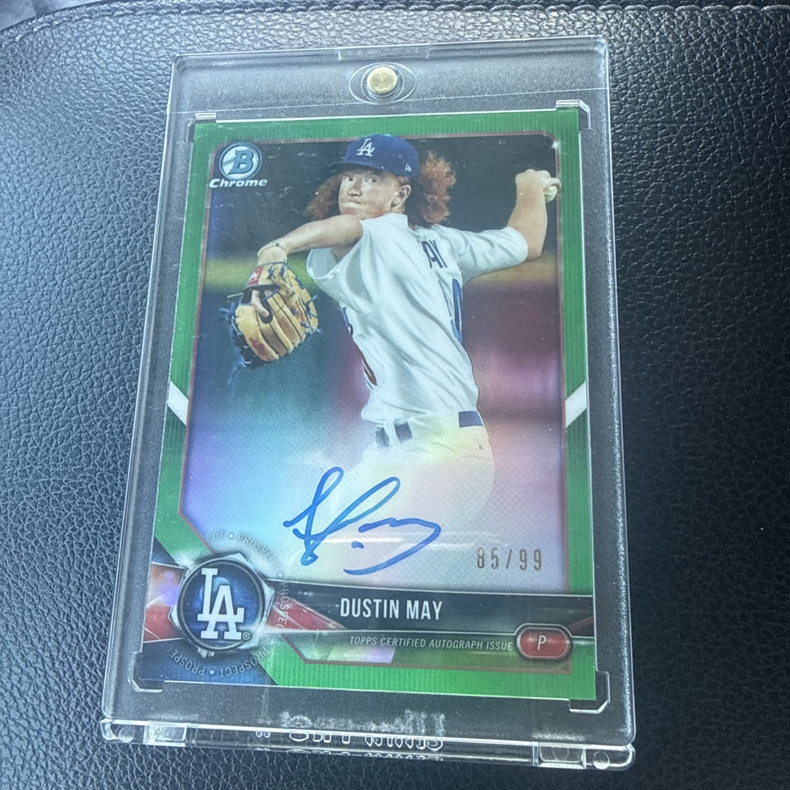 DUSTIN MAY ⚾️ 2018 Bowman Chrome GREEN Refractor /99 Auto Dodgers 📈🚨🔥