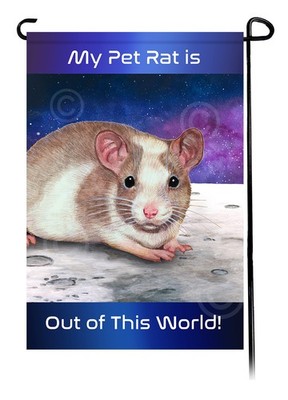 Out of This World Garden Flag - Cream and White Pied Rat