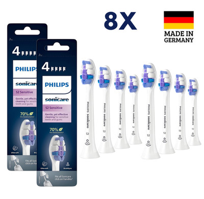 8X Bürstenköpfe Philips Sonicare S2 Sensitive original Germany C1 C3 W2 HX6054~