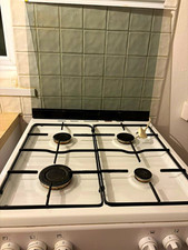Bush White Freestanding Natural Gas Cooker 4 Burner Hob Double Oven Grill