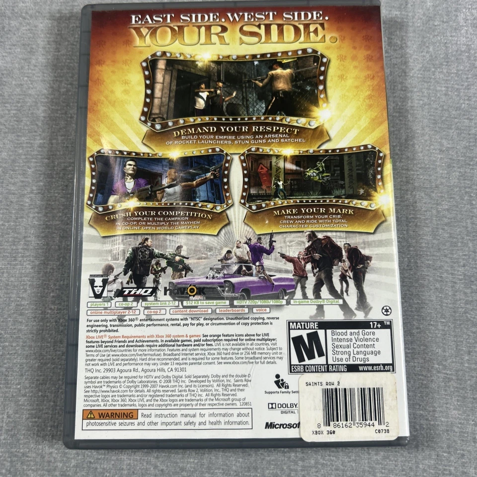 Saints Row 2 XBOX 360 Platinum Hits Video Game Verified Working - Image 4 of 4