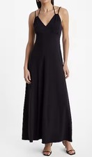new nwt Express V neck halter double strap sleeveless maxi dress sexy large 