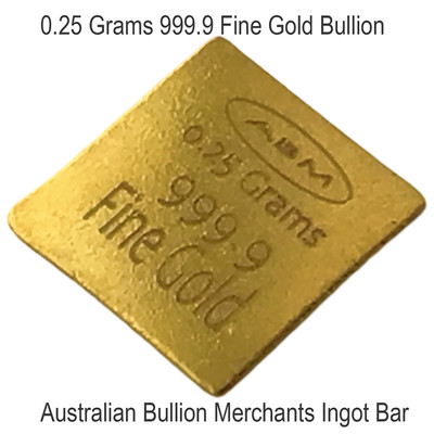 0.25 Grams 999.9 Fine Solid 24Kt Gold Certified Bullion Ingot Bar ABM Certifiers