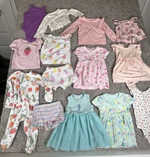 Baby Girl Clothing Lot 6–9M Mix of Brands Tops Dresses Romper 15 Pc