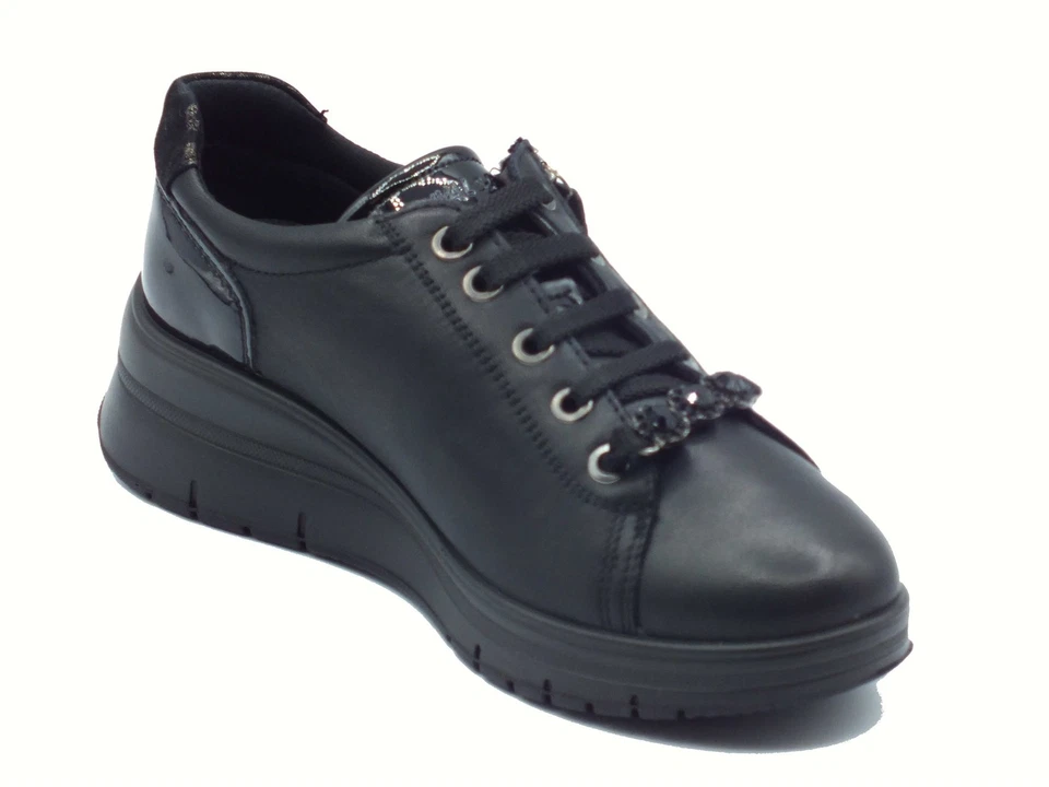 ENVAL Soft 8777900 Nappa Soft Nero Scarpe per Donna in pelle con lampo e lacci - Immagine 2 di 3