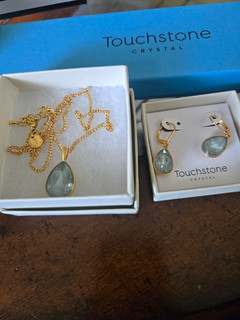 Touchstone Crystal Blue Teardrop Jewelry Set Necklace & Earrings