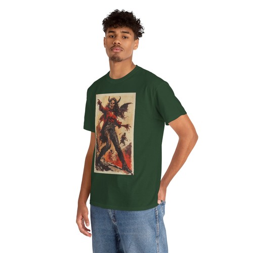 Demon Lady Gothic Graphic Tee Heavy Cotton Shirt, Alternative Style Horror Theme - Picture 6 of 47
