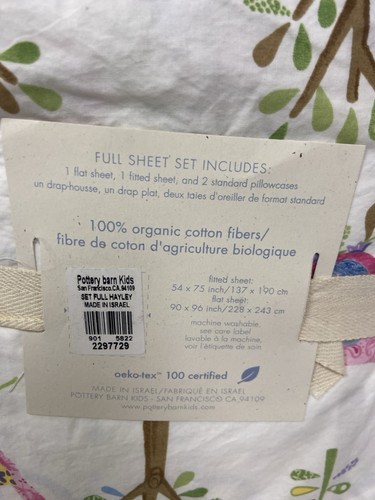 Pottery Barn Kids Hayley Owl Trees Birds Organic Full 4pc Full Sheet Set - Picture 4 of 4