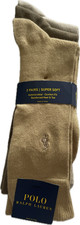 Polo Ralph Lauren Men  s Super Soft Dress Socks 3 Pair Khaki Reinforced 10-13