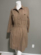 J. Crew Beige Button Up Cotton Wool 3/4 Sleeve Short Dress - Size 2