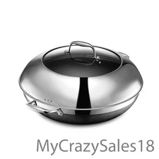 HexClad Hybrid Nonstick 14-Inch Wok with Stainless Steel Lid