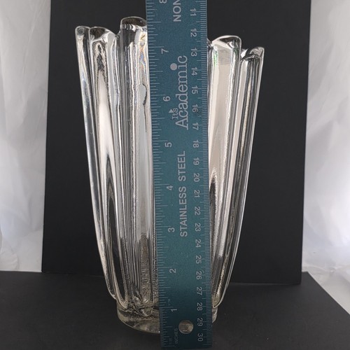 Vintage Fostoria Celestial Glass Vase 8" Ribbed Footed Clear Panel Design - Picture 5 of 9