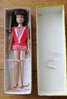Brunette Straight Leg SKIPPER Doll w/Box #0950 & stand, headband, Barbie