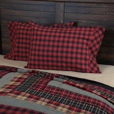 Rustic Standard Pillow Case Set of 2 Red Cumberland Bedroom Decor VHC Brands