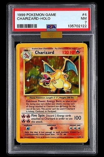 1999 POKEMON GAME BASE SET #4 CHARIZARD-HOLO PSA 7 - MBA GOLD DIAMOND 7.5