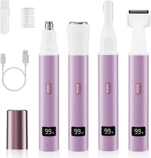 Nose Hair Trimmer for Women, 4-In-1 Electric Eyebrow Trimmer with LED Display, P