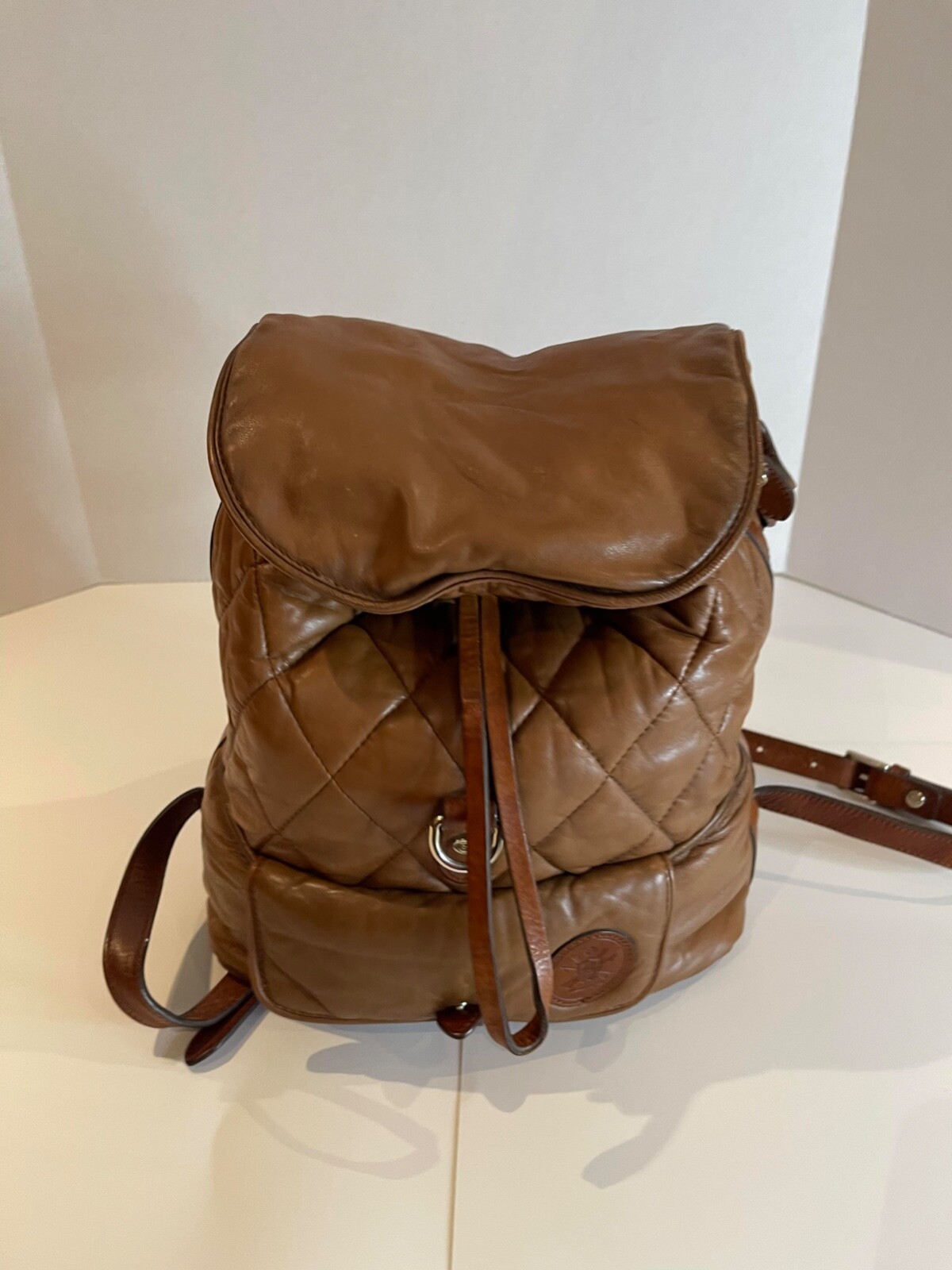 Massimo Dutti Women's Vintage Rare Leather Backpack Made in Spain