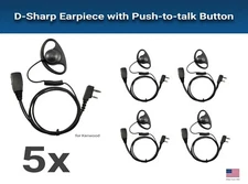 5x D-Ring Earpiece w/ PTT Mic for Kenwood & Baofeng Radios UV5R, BF-888s, NX420
