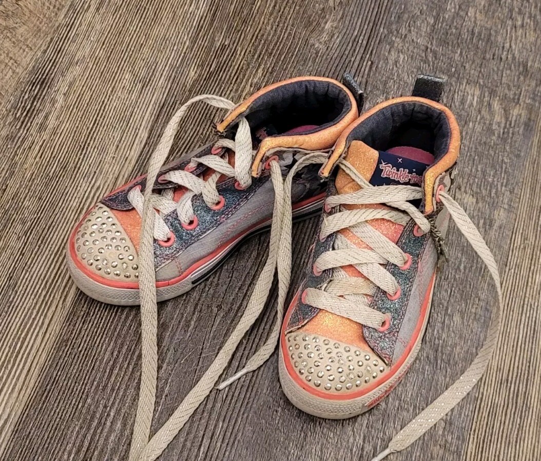 Skechers Girls Sz 11 Twinkle Toes High Top Glitter Shoes