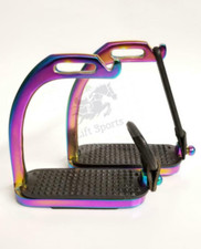 4" / 4.5" / 4.75" Rainbow Multi Color Horse Peacock Safety Stirrups Irons Gloss