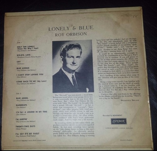 ROY ORBISON "SINGS LONELY AND BLUE" UK PRESS MONO LONDON HA-U 2342 - Picture 2 of 5