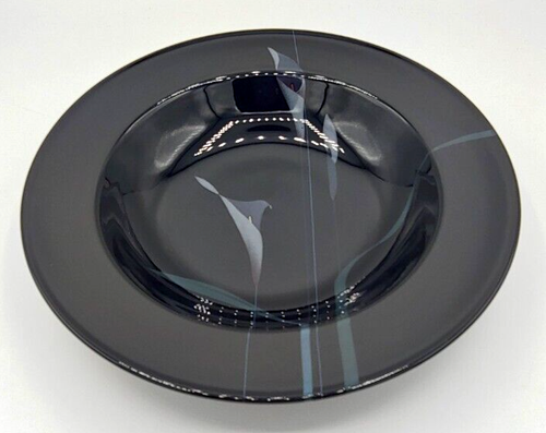 Mikasa Galleria Opus Black Calla Lily Rimmed Soup Salad Pasta Bowls Set of 4 - Picture 3 of 12