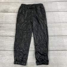 Forever 21 Faux Leather Joggers Women Size Large Lock Lace Pants - Black - NEW