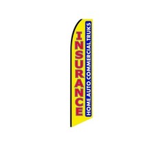 Insurance Home Auto Trucks Swooper Flutter Feather Flag  3ft W x 11.5ft Tall