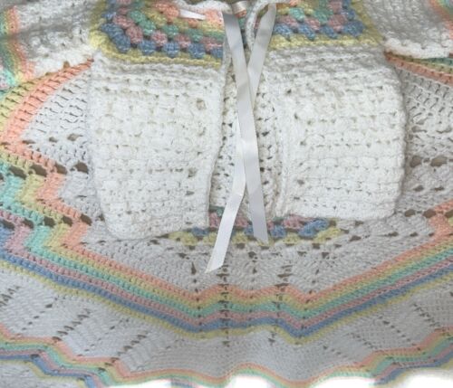 New Crochet Baby Blanket & Coat Handmade - Picture 1 of 7