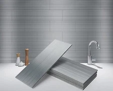 4" X 12" Peel and Stick Stainless Steel Metal Tile for Kitchen, (15 Pack)