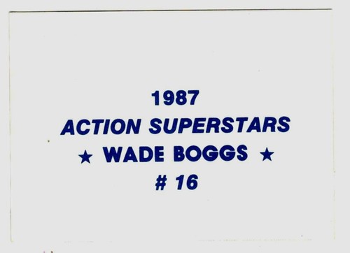 1987 Action Superstars WADE BOGGS # 16 (ex-) - Picture 2 of 2