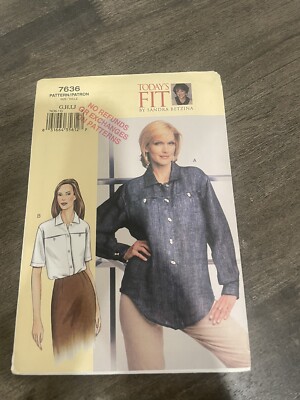 Vogue Pattern 7636 c2002, Misses Loose Fitting Shirt, Size 46-55, FF